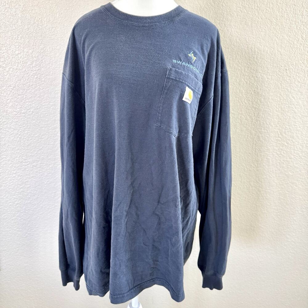 Carhartt Shirt Mens X-Large Navy Blue Original Fit Long Sleeve Workwear Tee